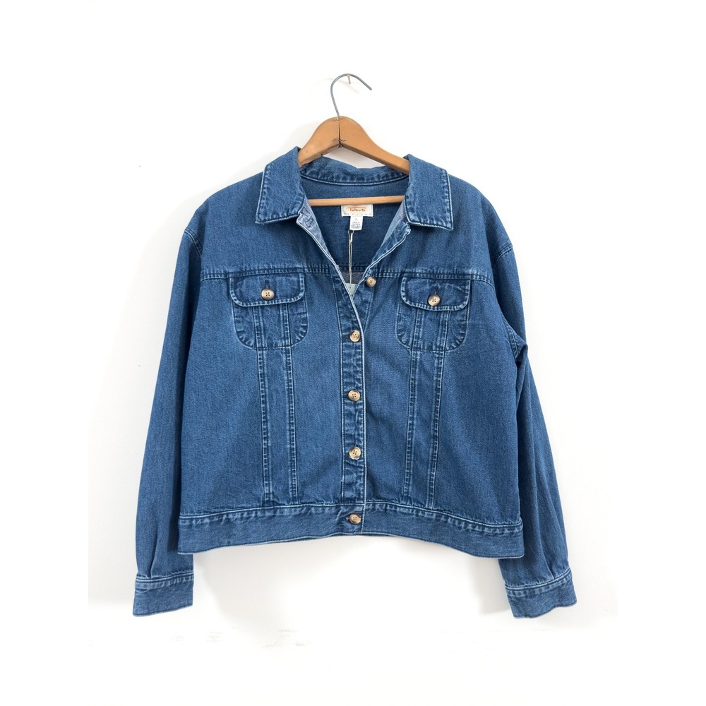 Vintage 90's Talbots Denim Jacket Blue Cotton Large Petites